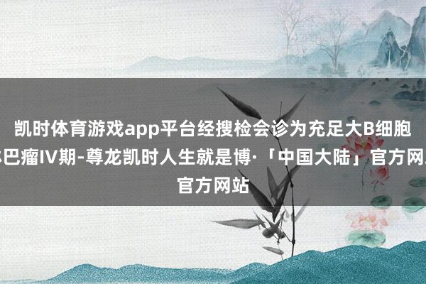 凯时体育游戏app平台经搜检会诊为充足大B细胞淋巴瘤IV期-尊龙凯时人生就是博·「中国大陆」官方网站