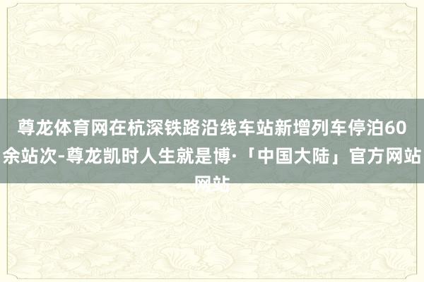 尊龙体育网在杭深铁路沿线车站新增列车停泊60余站次-尊龙凯时人生就是博·「中国大陆」官方网站