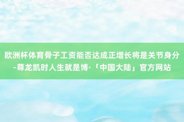 欧洲杯体育骨子工资能否达成正增长将是关节身分-尊龙凯时人生就是博·「中国大陆」官方网站